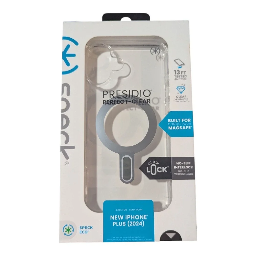 B8-U Speck Presidio Perfect-Clear‎ Click Lock MagSafe Case Apple iPhone 16 Plus